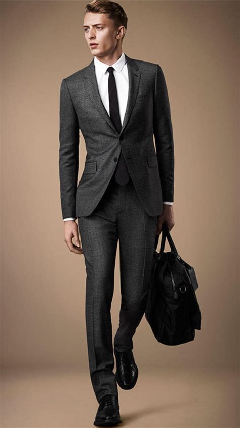 grey suit with burberry tie|Burberry two piece suit.